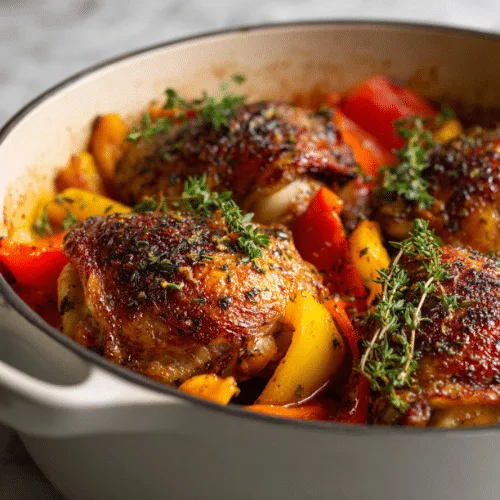 Herb Roasted Chicken Thighs with Bell Peppers