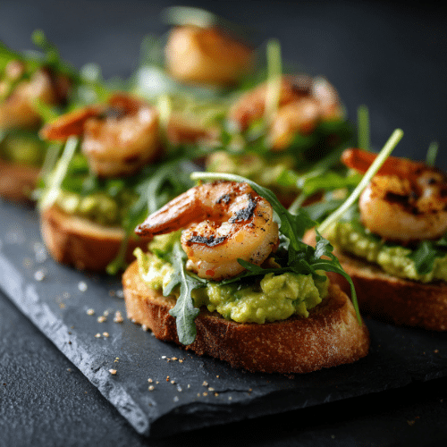 Spicy Shrimp & Avocado Crostini