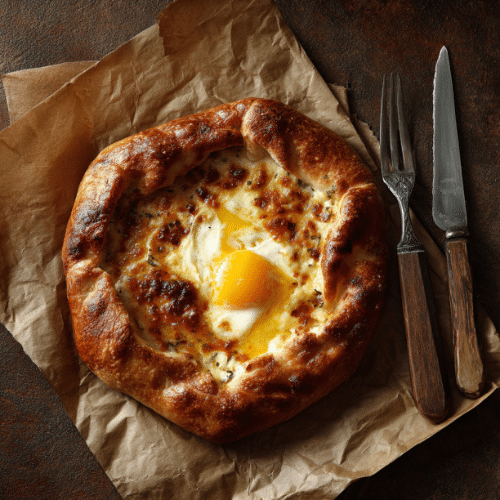 Khachapuri (Georgian Cheese Bread with Egg and Butter)