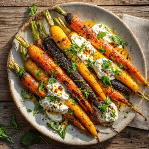 Roasted Carrots with Whipped Ricotta and Herbed Walnut Vinaigrette