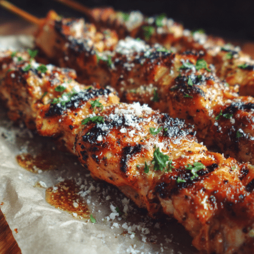 Garlic Parmesan Grilled Chicken Skewers