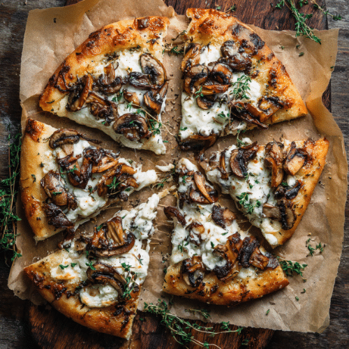 Garlic Mushroom and Ricotta White Pizza
