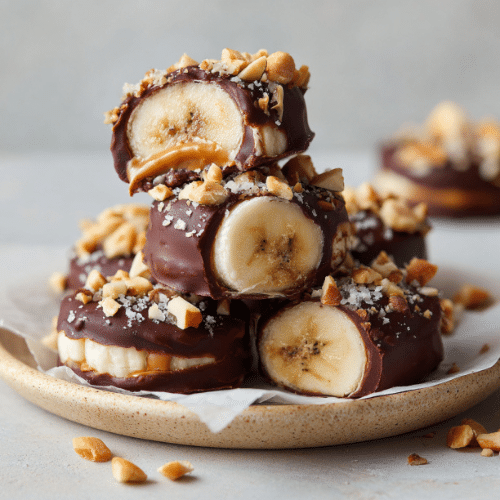 Frozen Banana Peanut Butter Bites Dipped in Chocolate