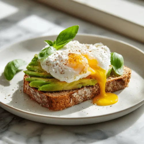 Avocado Toast with Poached Egg & Fresh Basil