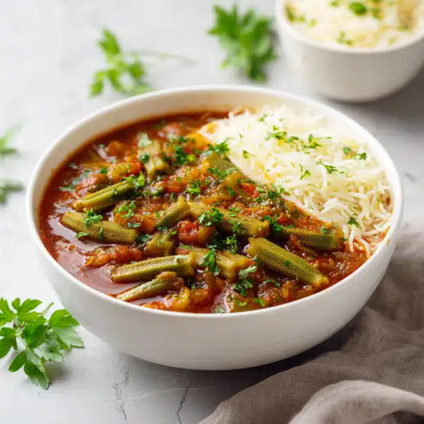 Middle Eastern Bamya (Okra Stew) with Vermicelli Rice