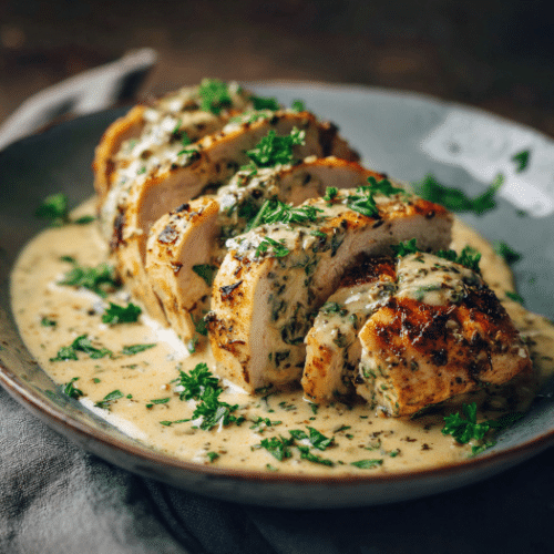 Garlic Herb Chicken with Creamy Dijon Sauce