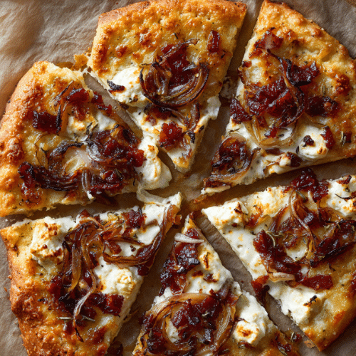 Goat Cheese and Bacon Pizza with Caramelized Onion