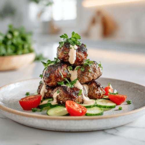 Mediterranean Lamb Meatballs with Creamy Tahini Sauce