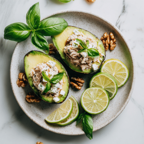 Tuna-Stuffed Avocados with Feta and Lime