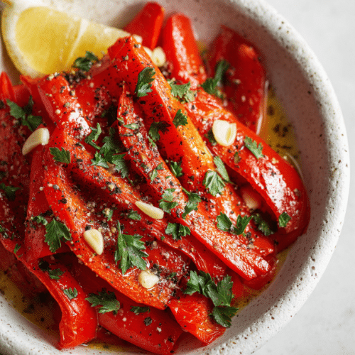 Marinated Roasted Red Peppers with Garlic and Parsley