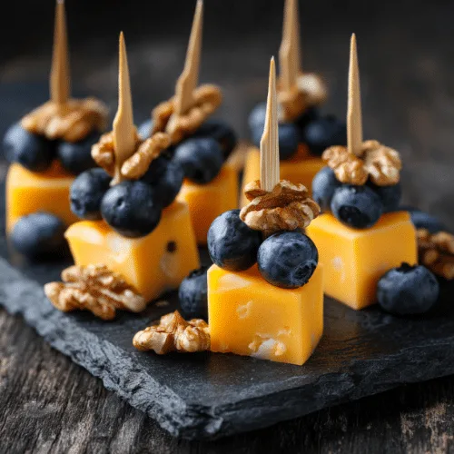 Cheddar, Walnut & Blueberry Skewers