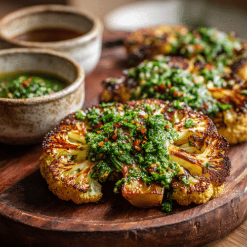 Charred Cauliflower Steaks with Chimichurri