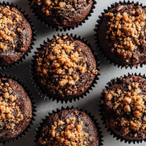 Chocolate Muffins with Nutty Streusel Topping