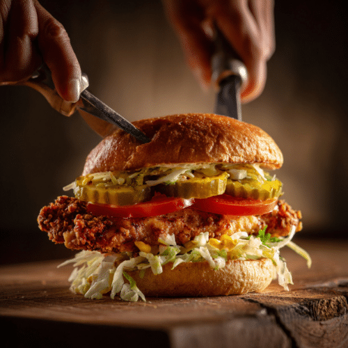 Crispy Chicken Sandwich with Pickles & Tomato