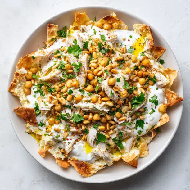 Fattet Djaj (Lebanese Chicken Fatteh with Yogurt and Chickpeas)