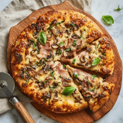 chicken and Mushroom Pizza with Fresh Basil