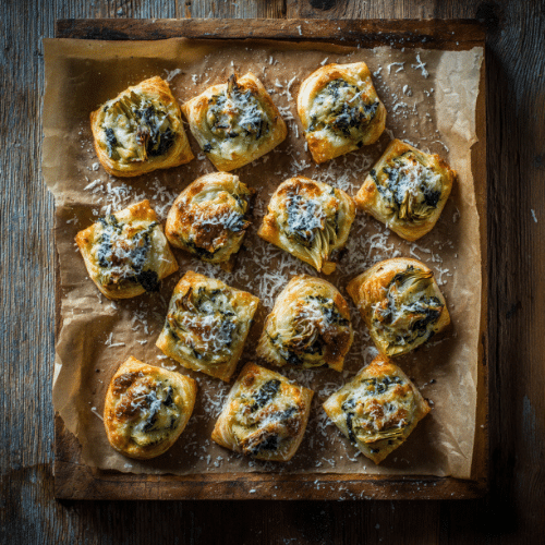 Spinach Artichoke Puff Pastry Bites