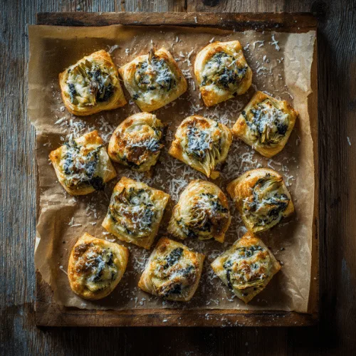 Spinach Artichoke Puff Pastry Bites