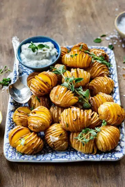 Crispy Hasselback Baby Potatoes with Garlic Herb Butter
