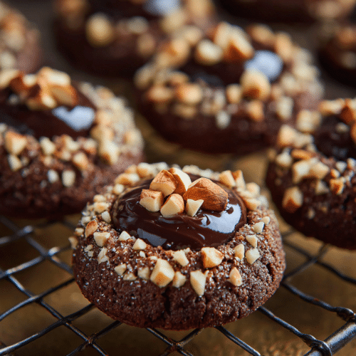 Chocolate Hazelnut Thumbprint Cookies