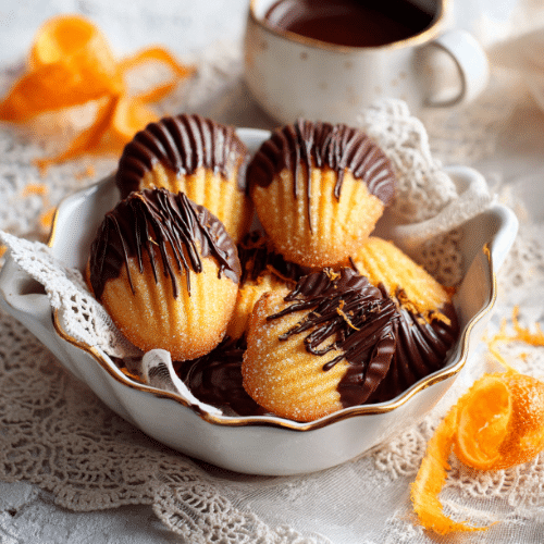 Chocolate-Dipped Orange Madeleines