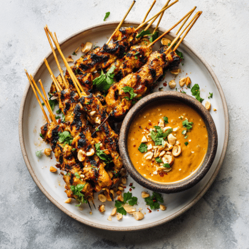 Grilled Chicken Satay with Spicy Peanut Sauce