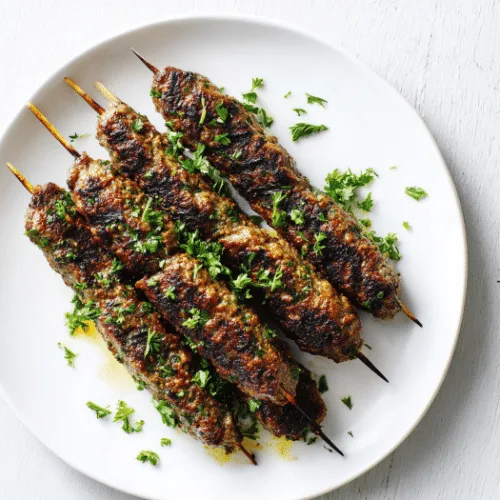 Grilled Beef Kofta Skewers with Fresh Herbs