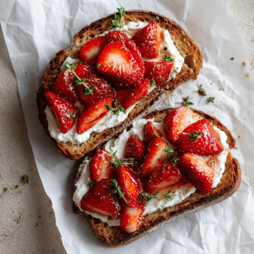 Roasted Strawberry and Whipped Ricotta Toast