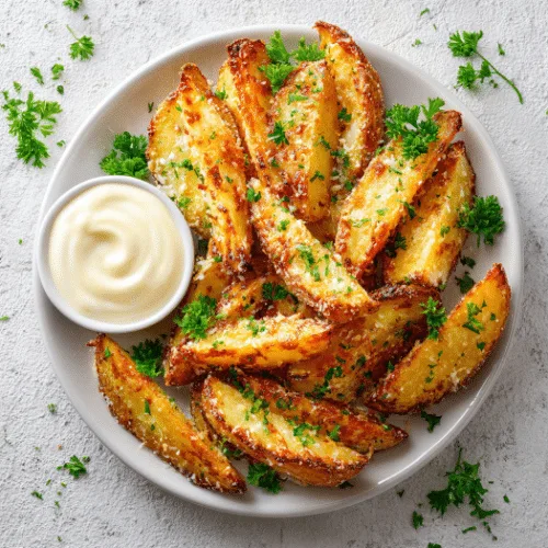 Crispy Garlic Parmesan Potato Wedges