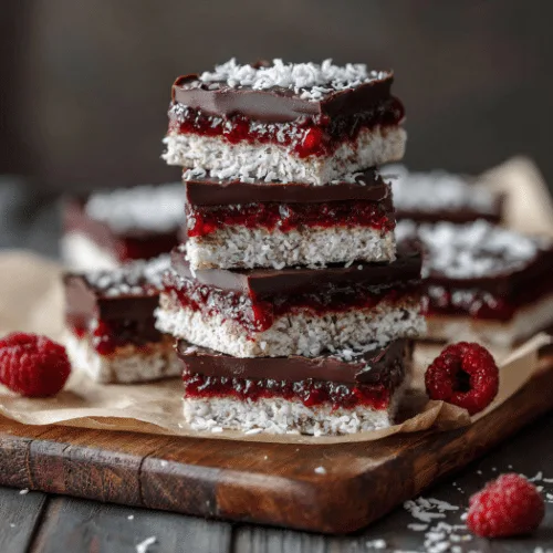 No-Bake Chocolate Raspberry Coconut Bars