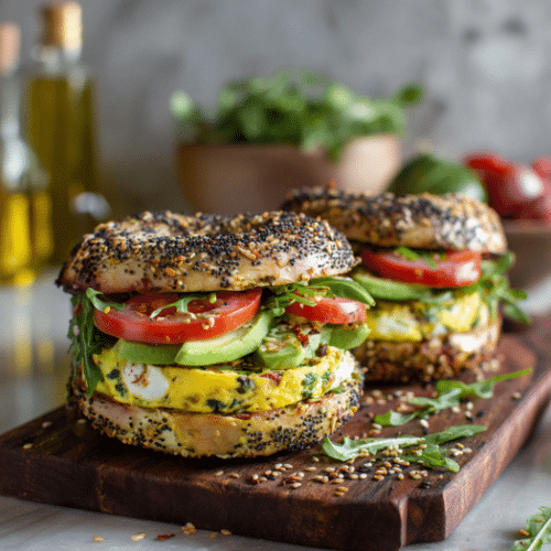 Veggie Frittata Bagel Sandwiches