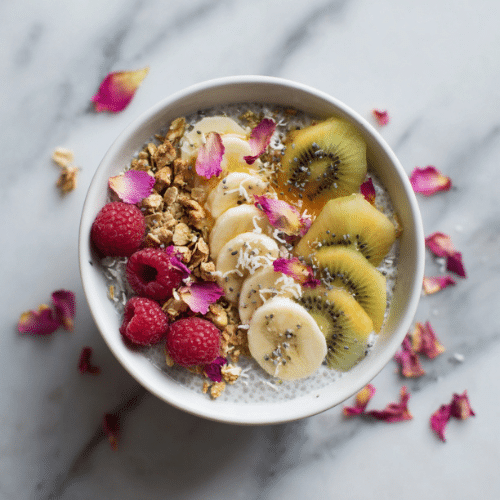 Chia Pudding with Tropical Fruits and Granola