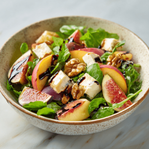 Autumn Fig and Peach Salad with Brie and Toasted Walnuts
