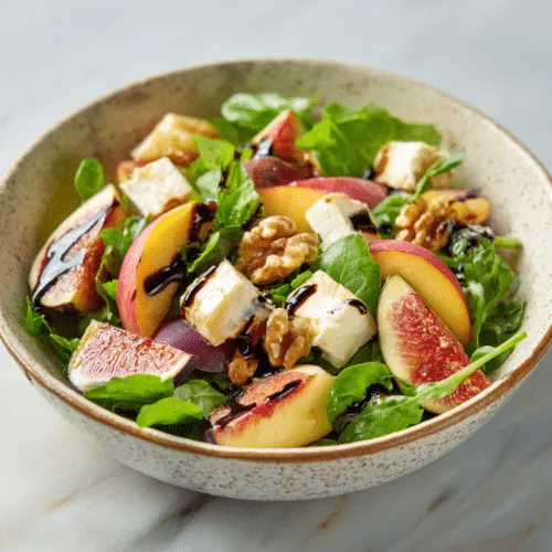 Autumn Fig and Peach Salad with Brie and Toasted Walnuts
