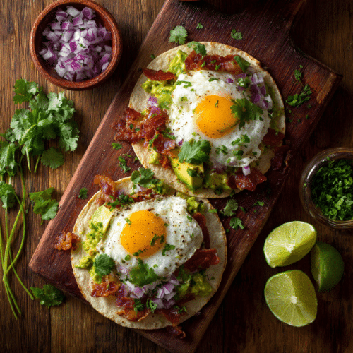 Sunny-Side Breakfast Tacos with Bacon & Avocado