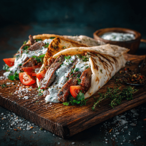 Grilled Lamb Gyros with Tzatziki Sauce