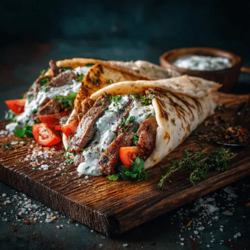 Grilled Lamb Gyros with Tzatziki Sauce
