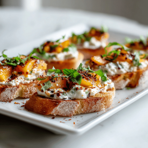 Spiced Peach Ricotta Crostini