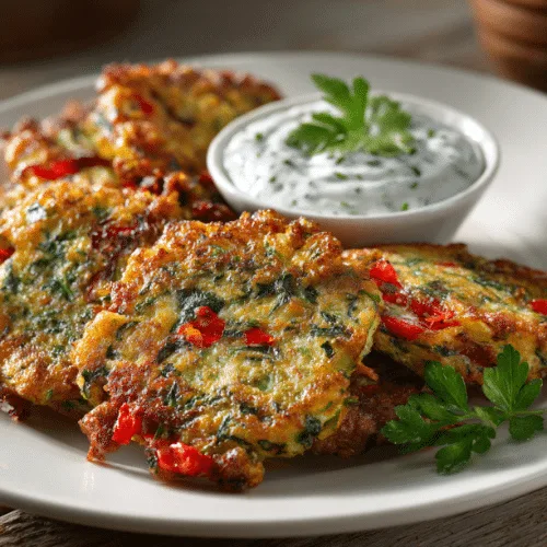 Vegetable Fritters with Herbed Yogurt Sauce
