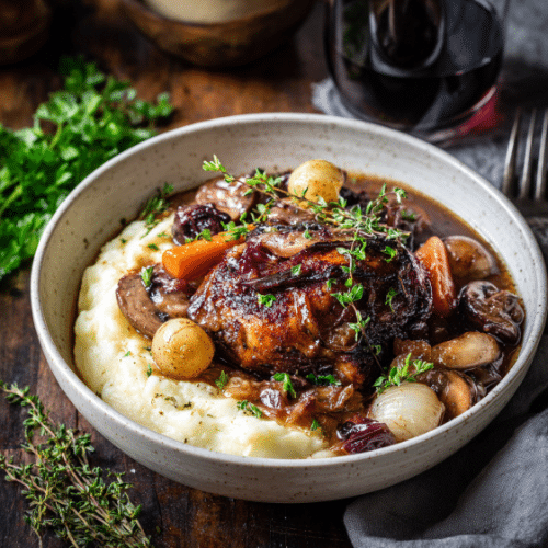 Coq au Vin with Creamy Mashed Potatoes