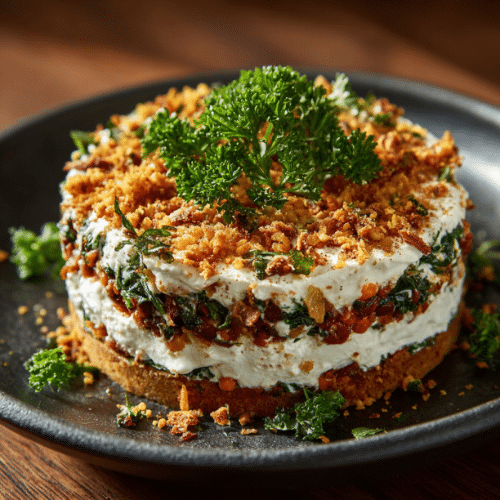 Whipped Feta & Lentil Layered Salad Cake
