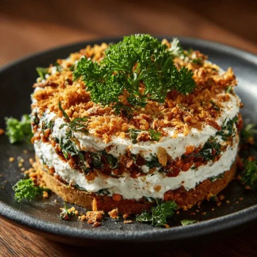 Whipped Feta & Lentil Layered Salad Cake