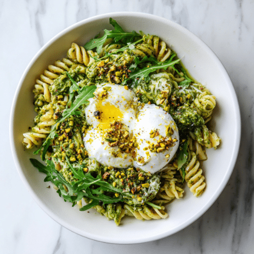 Burrata Pesto Pasta with Arugula & Lemon Zest