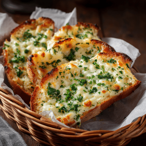 Cheesy Garlic Bread with Mozzarella & Parsley