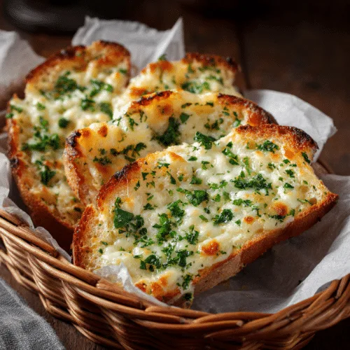 Cheesy Garlic Bread with Mozzarella & Parsley