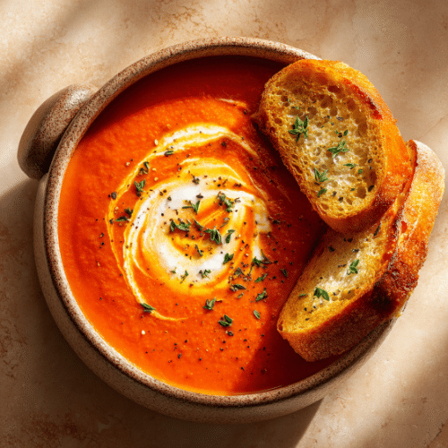 Creamy Roasted Tomato Soup with Toasted Sourdough