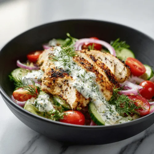 Grilled Chicken Salad with Creamy Tzatziki Dressing