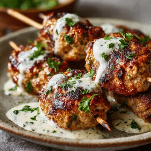 Grilled Chicken Kofta with Garlic Yogurt Sauce