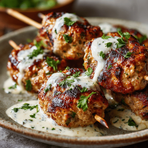 Grilled Chicken Kofta with Garlic Yogurt Sauce
