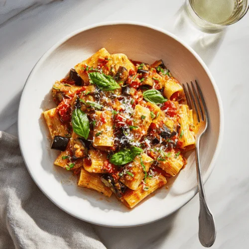 Rigatoni alla Siciliana with Eggplant and Olives